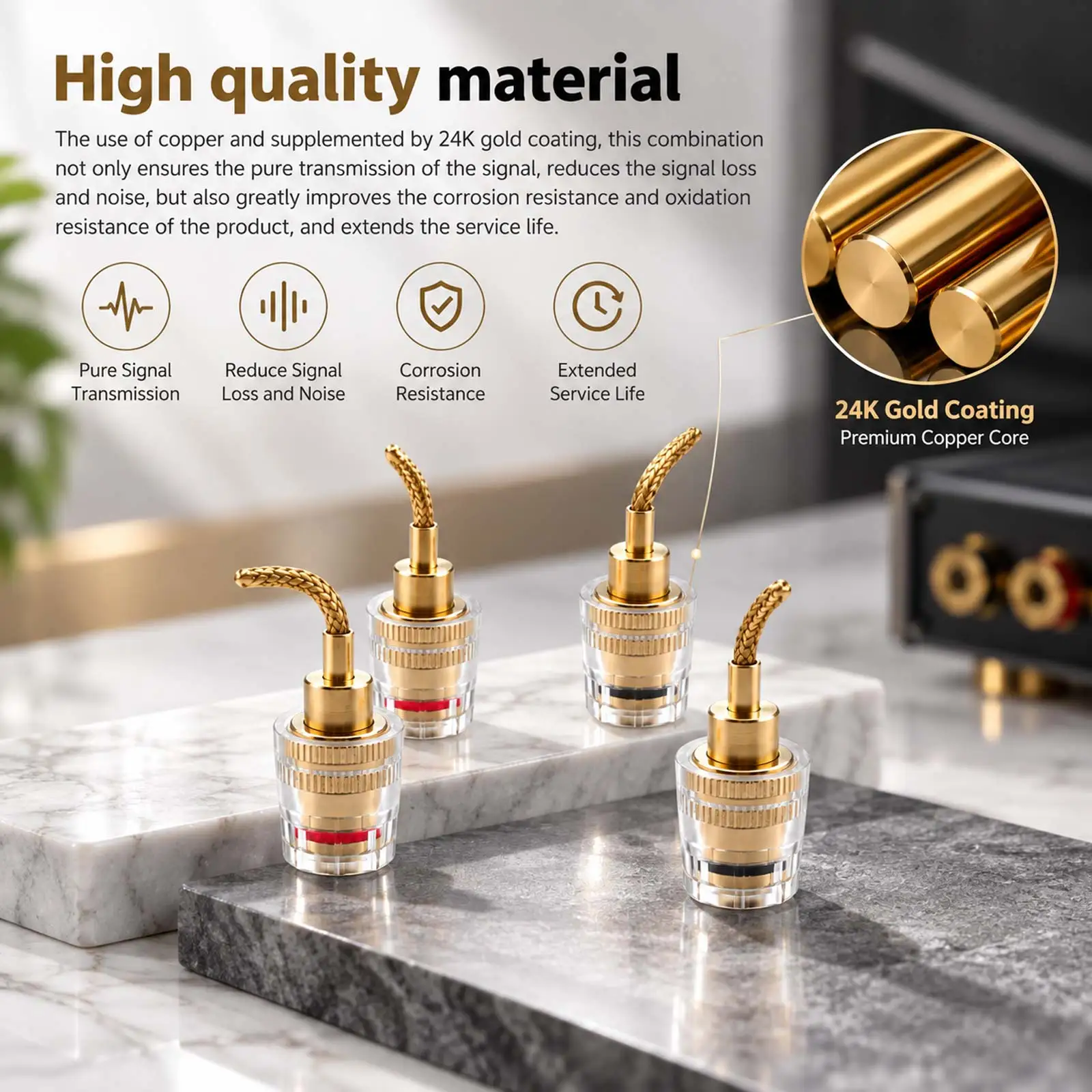 4Pcs 4mm Banana Female to 2mm Pin Gold Plated Connector HIFI Cable Adapter Plug
