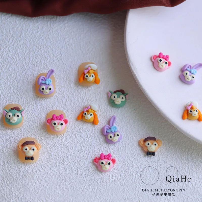 10pcs disney LinaBell StellaLou CookieAnn cartoon nail charms for diy nail making kawaii cute resin nail art decoreation