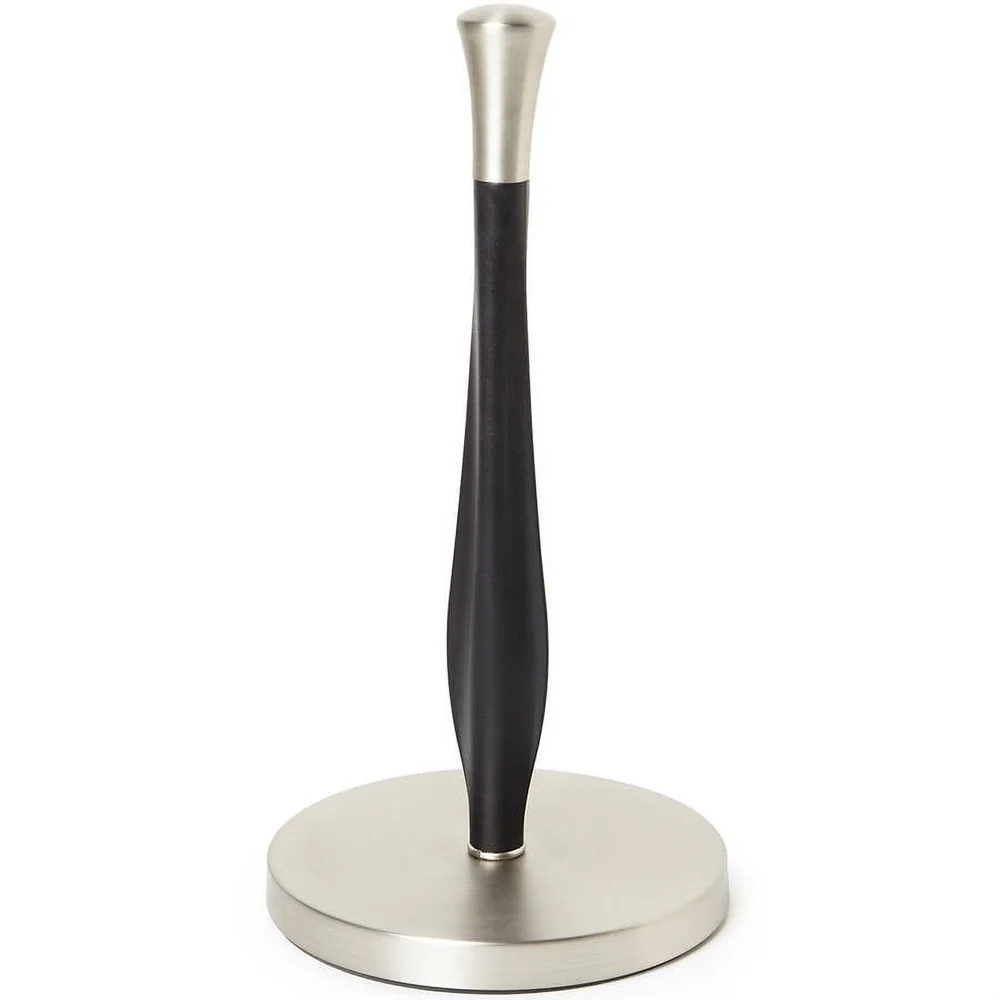 

Nickel Paper Towel Holder Free Standing Non Slip Weighted Base Easy One Hand Tear Kitchen Essential