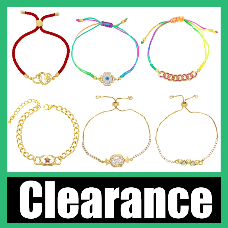 Clearance Bracelets / Gold Plated Cuban Link Evil Eye Bracelets for Women Paperclip Chain Bracelets brtf08