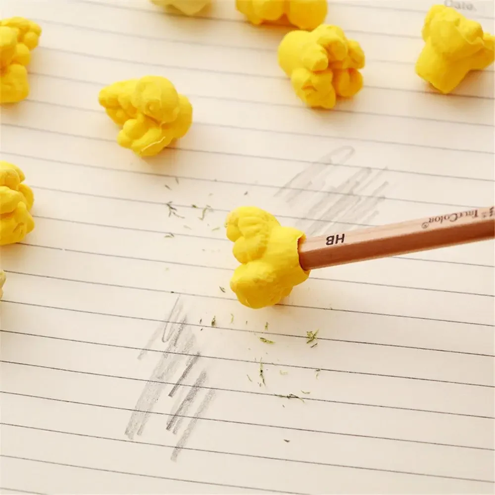 12pcs/box Cute Popcorn Shape Erasers Cute Stationery Pencil Rubbers Eraser Wipe Clean Without Leaving Marks Korean Stationery images - 6