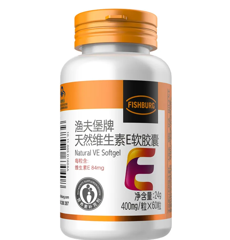 

CN Health Natual Vitamin E Soft Capsule 400Mg/Granule * 60 Pills for Internal and External Use