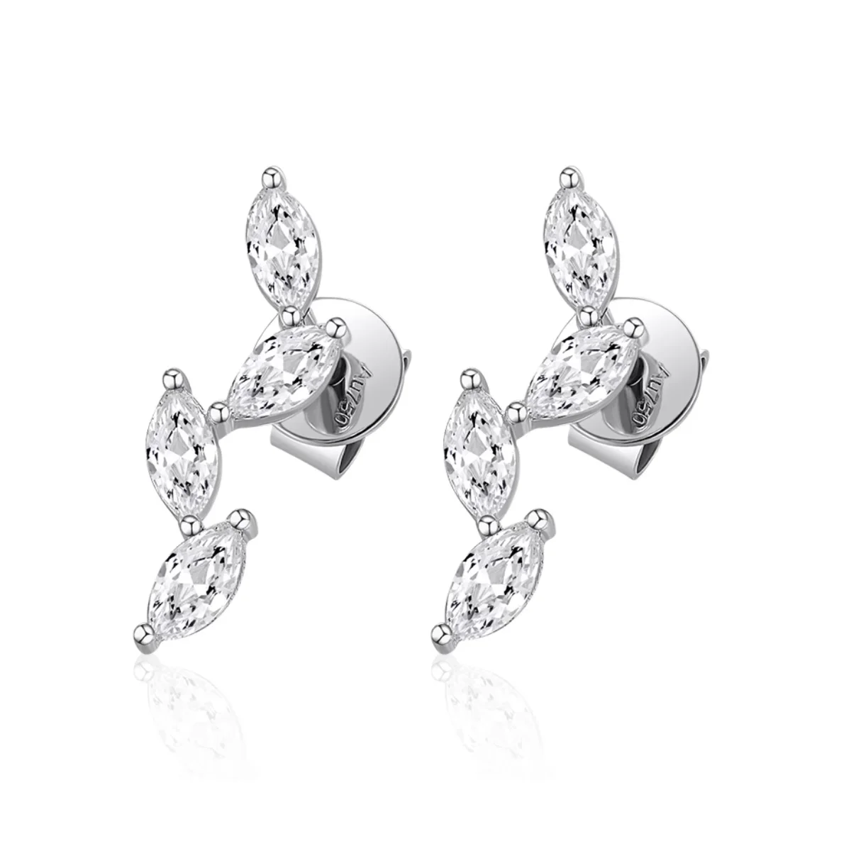 Dae Vonca Leaf Shape PT950/14K/18K White Gold Lab Diamond Earrings Total 0.92ct Lab Grown Diamond Earrings for Women