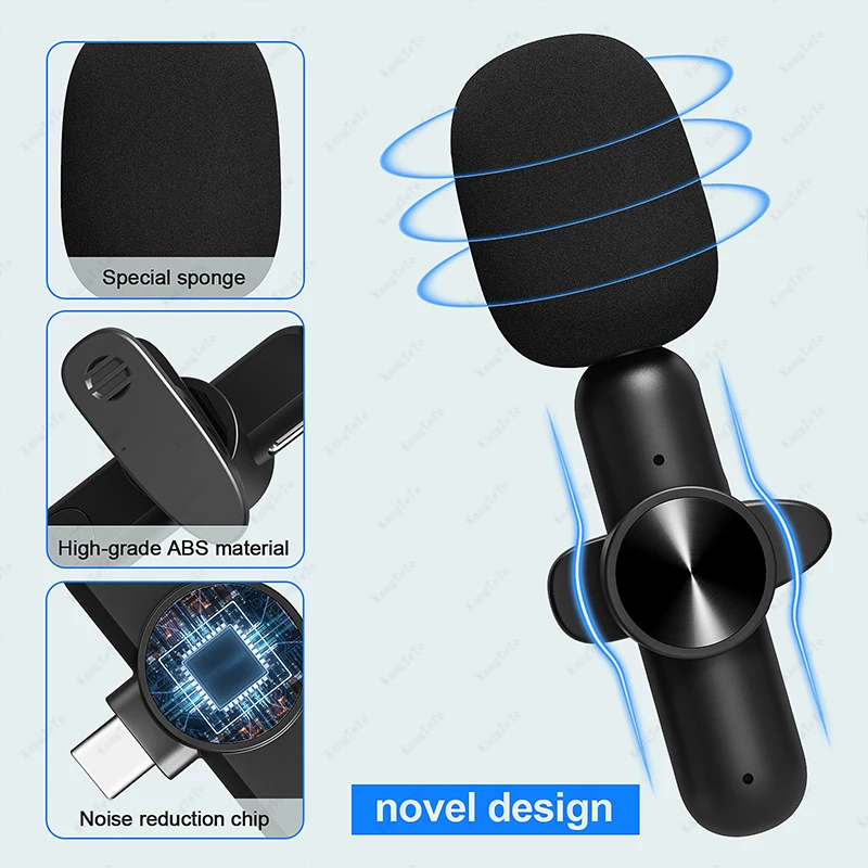 Không Dây Lavalier Microphone Di Động Mini Mic Giảm Ồn Âm Thanh Ghi Hình Cho iPhone Android Chơi Game Phát Sóng Trực Tiếp