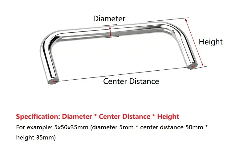 5mm~16mm 304 Stainless Steel Solid U-Shaped Double Curved Handle Cabinet Door Handles Drawer Door Knobs Pulls