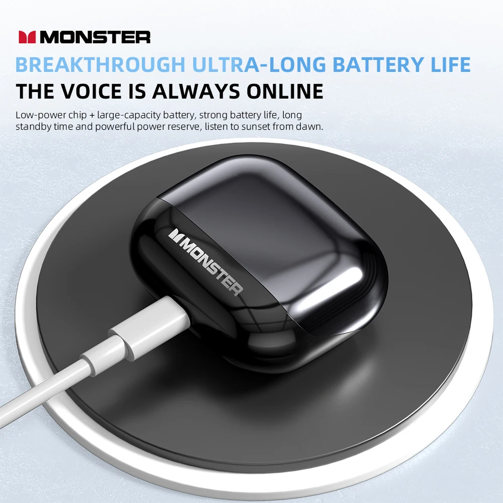 جديد Monster MQT50 سماعة الألعاب اللاسلكية TWS بلوتوث 6.0 HIFI ستيريو سماعات الموسيقى الحديث إلغاء الضوضاء سماعات الأذن مع هيئة التصنيع العسكري