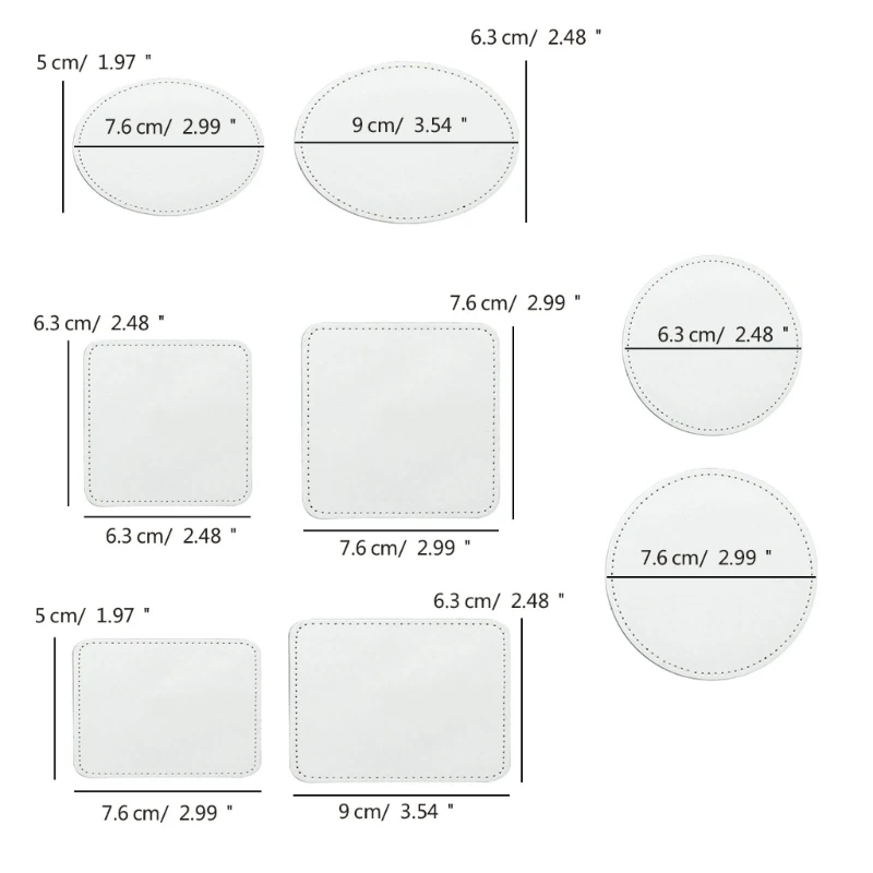 10 Pieces Blank Leather Iron-on Patches Hat Patches 8 Shapes Sublimation Patches for Hat Jeans Shirt Jackets Clothes X3UC