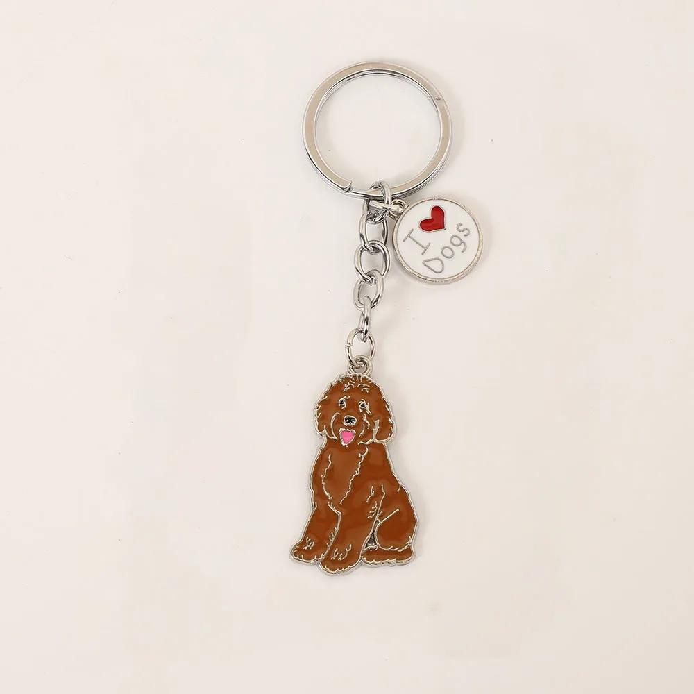 1PCS Cute Animal Keychains Lovely Poodle Teddy Dog Keyring Car Decor Hanging Pendant for Pet Dog Lovers Gifts