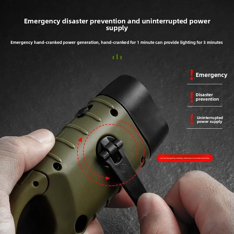 

Portable LED Solar Hand Crank Self-powered Emergency Flashlight Camping Lamp for Home Outdoor Use