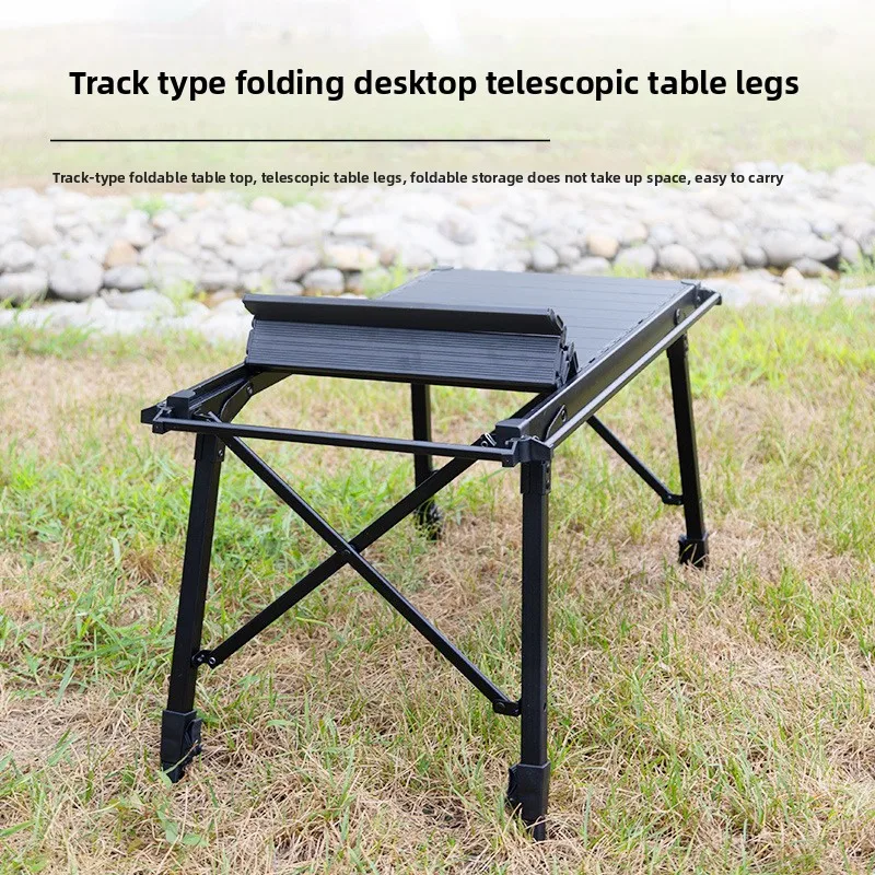 Outdoor Camping IGT Foldable Three-Section Aluminum Alloy Rectangular Height-Adjustable Portable Furniture Table for Night