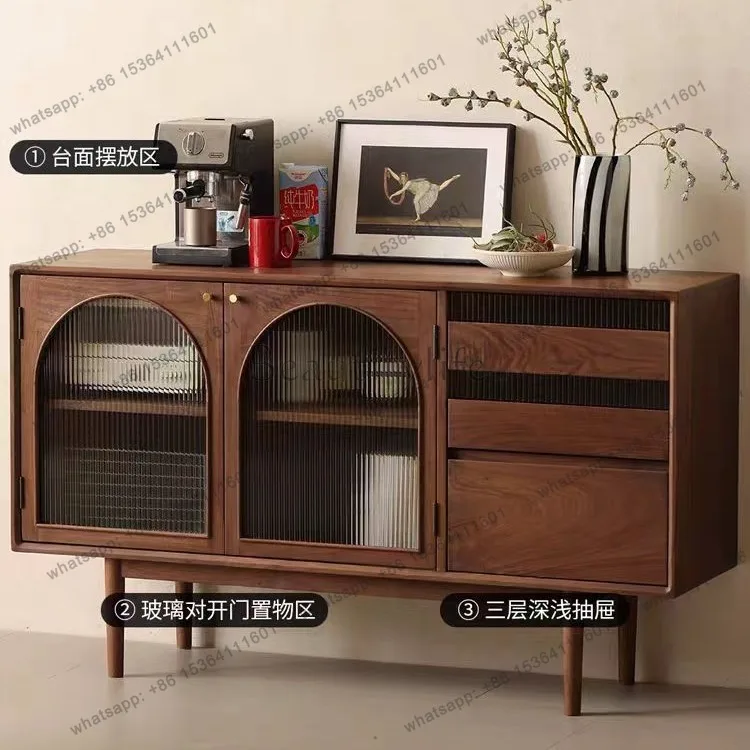 North American Black Walnut Modern Simple Multifunctional Solid Wood Storage Locker Home Kitchen