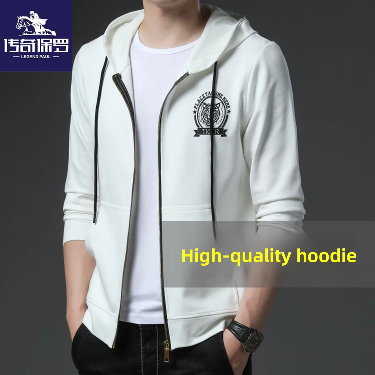 

Мужская повседневная толстовка с капюшоном, тонкий кардиган на молнии, весна-осень, новинка, из хлопка, устойчивая к деформации, с длинными рукавами