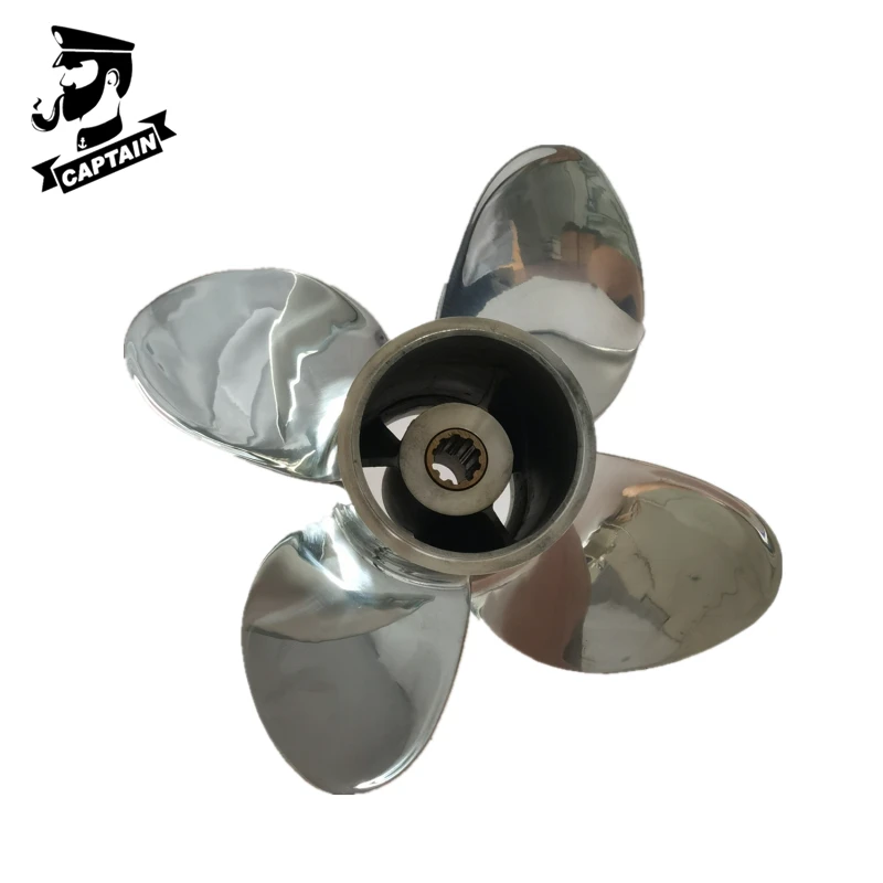 Captain Boat Propeller 9.9x10 Fit Tohatsu Outboard Engine Motor 25HP 30HP 4 Blades 10 Teeth RH Stainless Steel