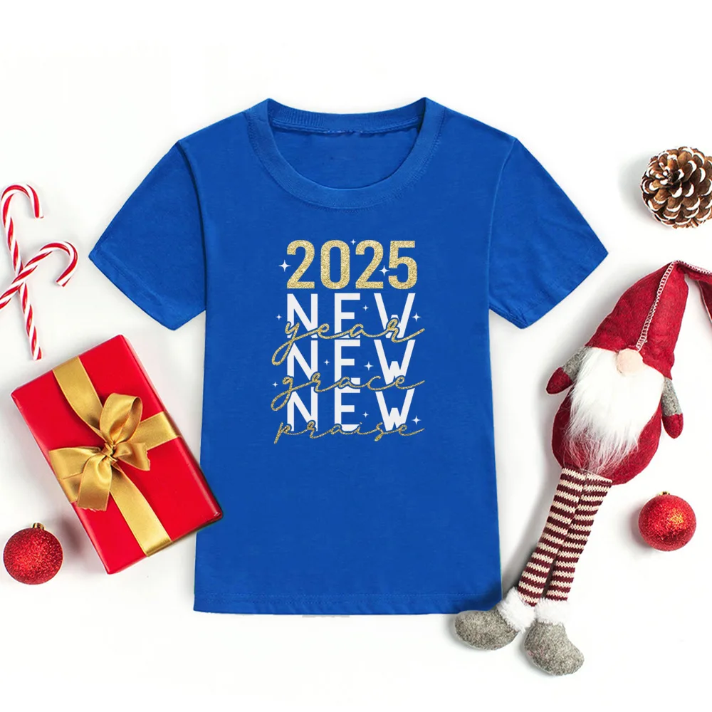 Camisa engraçada de Natal infantil, camisa de criança, véspera de Ano Novo, feliz ano novo, 2022