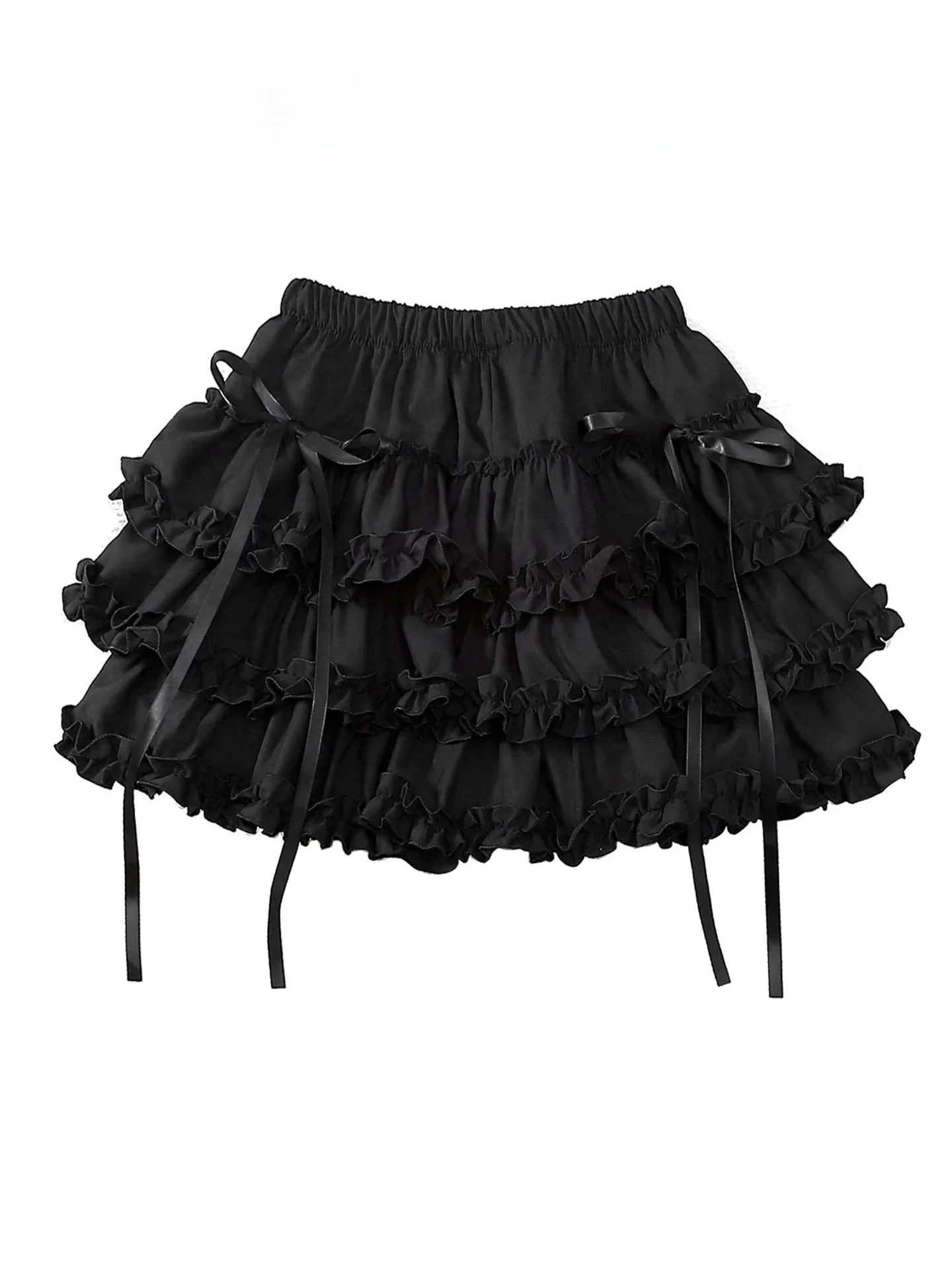 Black Puffy Skirt Ballet Style Pumpkin Cake Short Skirt Half-length Summer Casual Girls' High-waist Elastic Waist Velvet 