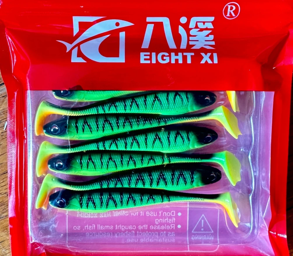 Marca china Eight Xi elegante pintado con aerosol Luya cebo suave patrón de tigre negro y verde Nff se utiliza especialmente para carpa, caballa, lubina, caballa, trampa, luccio, subut, salón, Blueegill, bagre, tuluna, Grouper7 unids/paquete 6g 9 cm 5 colores disponibles