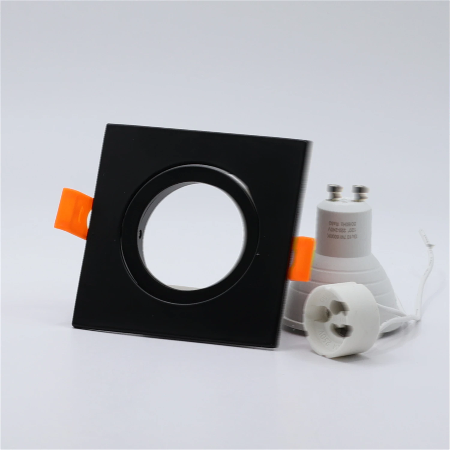 Modern Aluminum Square Black GU10 MR16 GU5.3 Cut Hole 65mm Fixture Frame Recessed Mounted GU10 Replace Led Downlight