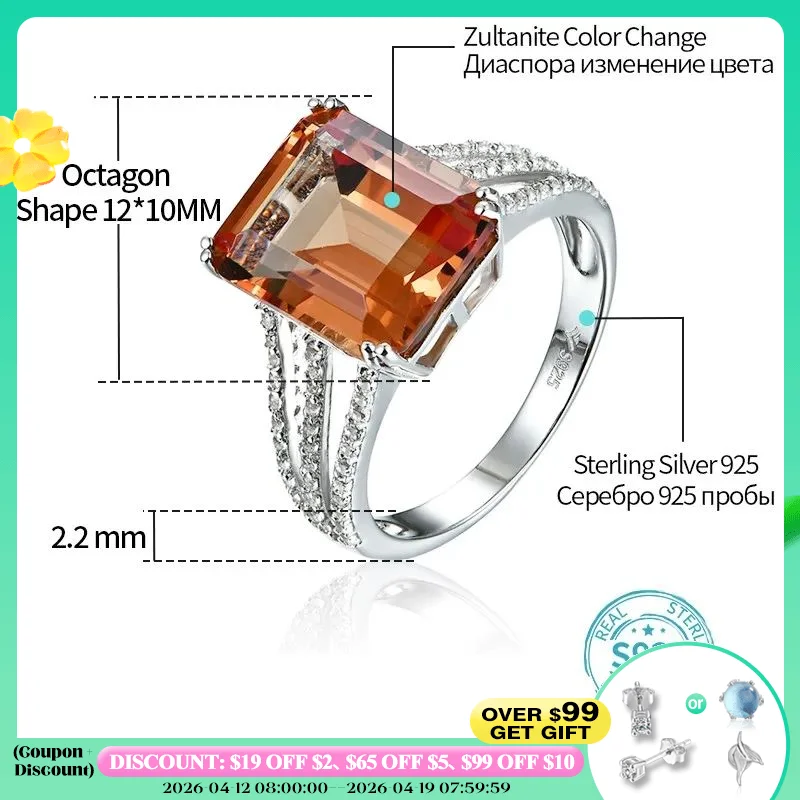 

Женское кольцо с зултанитом, из стерлингового серебра 925 пробы, с драгоценными камнями 6,3 карат, в классическом стиле, для свадьбы и Помолвки