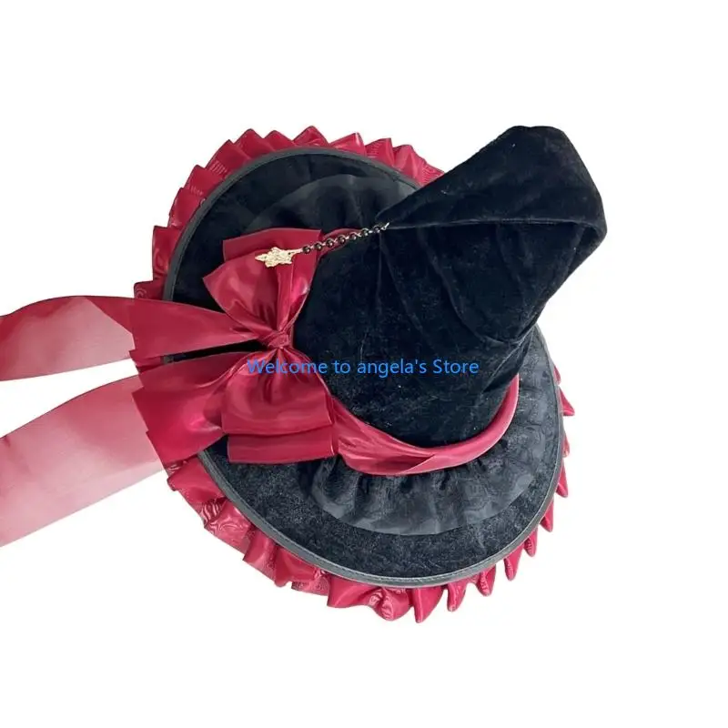 X4YC ちょう結びウィザードハットハロウィン魔女帽子ハロウィンコスプレ衣装魔女帽子パーティーウィザードハットステージパフォーマンス小道具