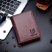 BULLCAPTAIN Genuine Leather Bifold Wallet - RFID Blocking, 15 Card Slots Vintage Design - Holding More Cash