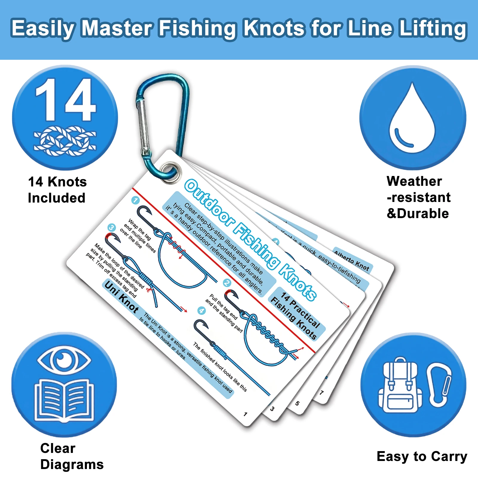 7-teiliges Set Angeln-Knotenlehrkarten mit 14 einfach zu erlernenden Anleitungen – unverzichtbar für Anfänger-Angler – Detail 4