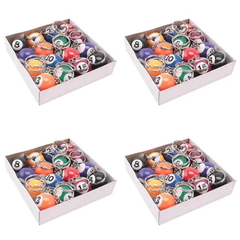 

AEF6-Colorful Billiard Ball Keychain Set 64 Pcs,Mini Magic Key Chain Balls Eightball Billar Billiards Chains Accessories