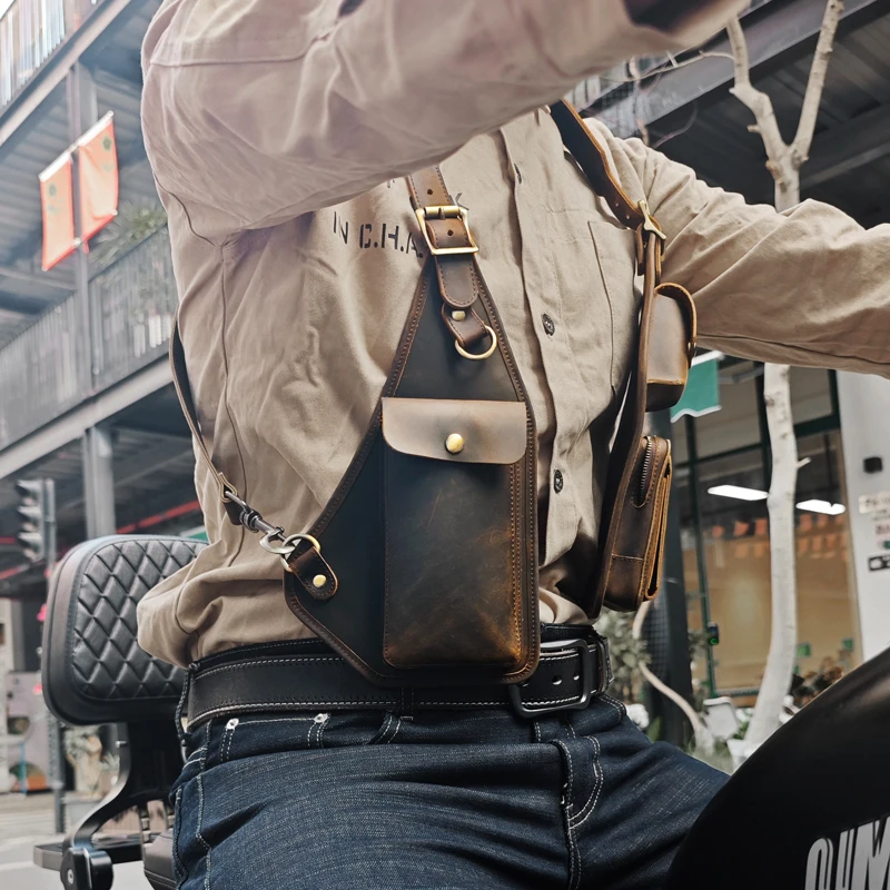 Medieval Leather Harness Holster Bag Hidden Anti-theft Wallet Motorcycle Style Phone Pouch Viking Cosplay Festival Bag Men Women