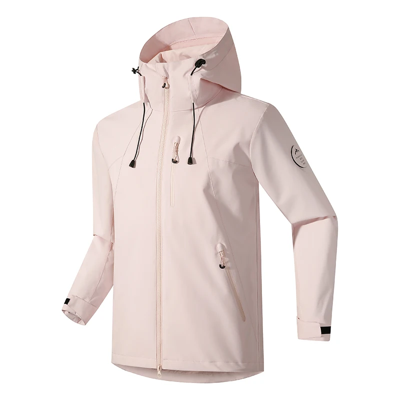 Spring Autumn Outdoor Hard Shell Jacket Men Women Windproof Water Resistant Hooded Windbreaker Adjustable Cuffs Mountain Climbin