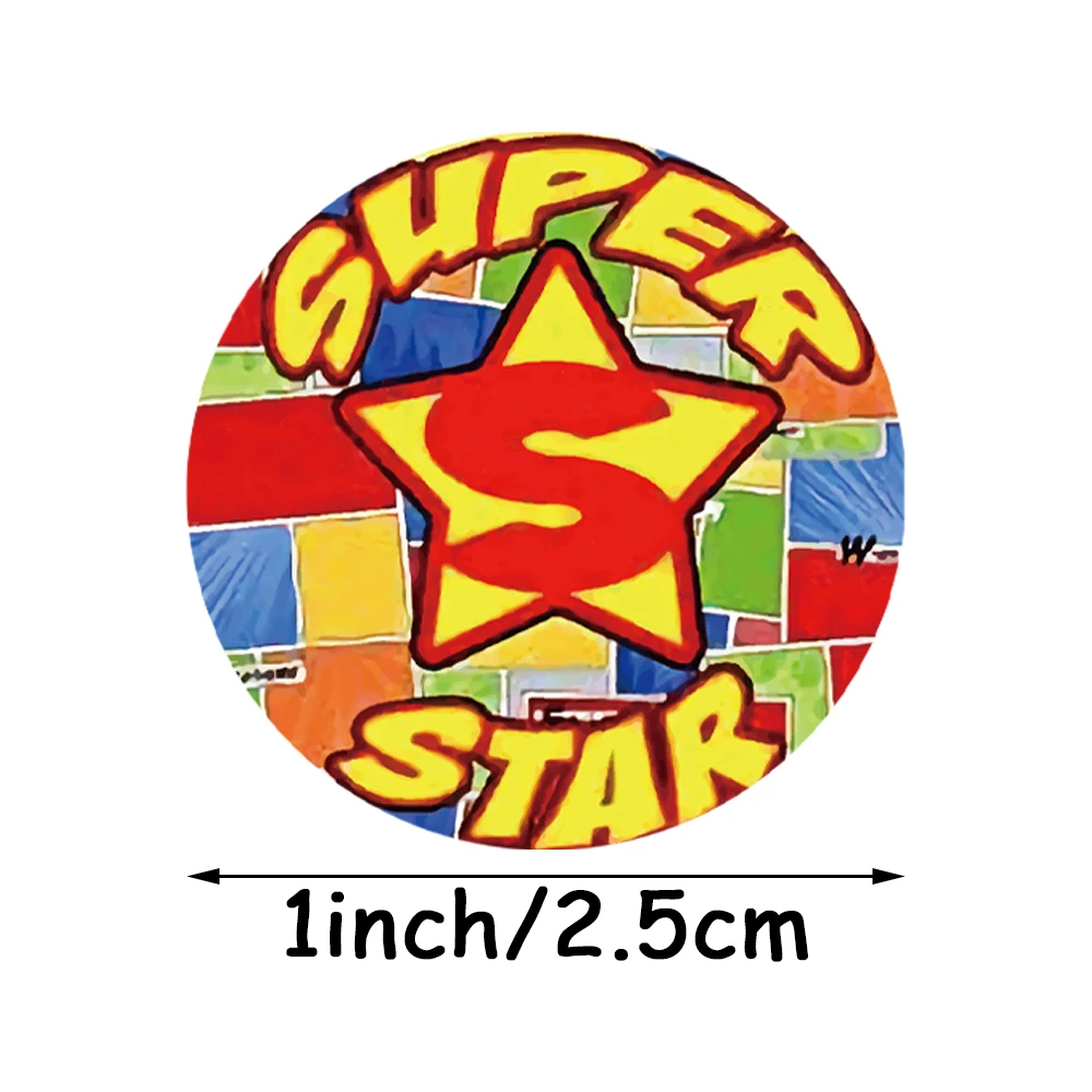 New 500pcs/Roll Super Hero Reward Designs Stickers Encouragement Scrapbooking Paper Seal Students Kids Stationery 2.5cm Stickers