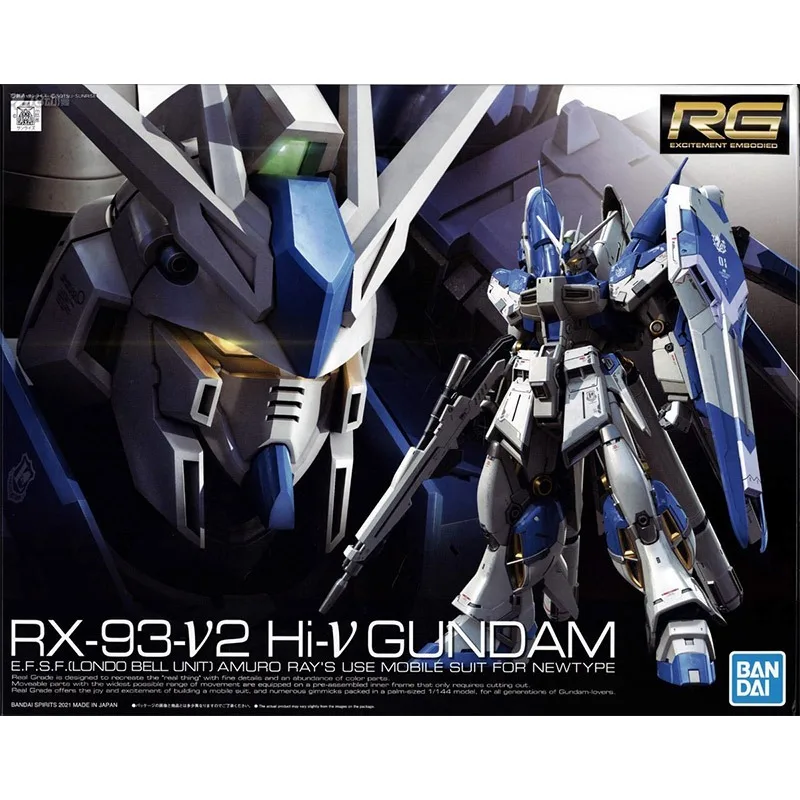 Bandai ของแท้ RX-93-V2 Hi-V GUNDAM RG อะนิเมะ Action Figure หุ่นยนต์ Periphery สะสมประกอบของเล่นเครื่องประดับของขวัญเด็ก