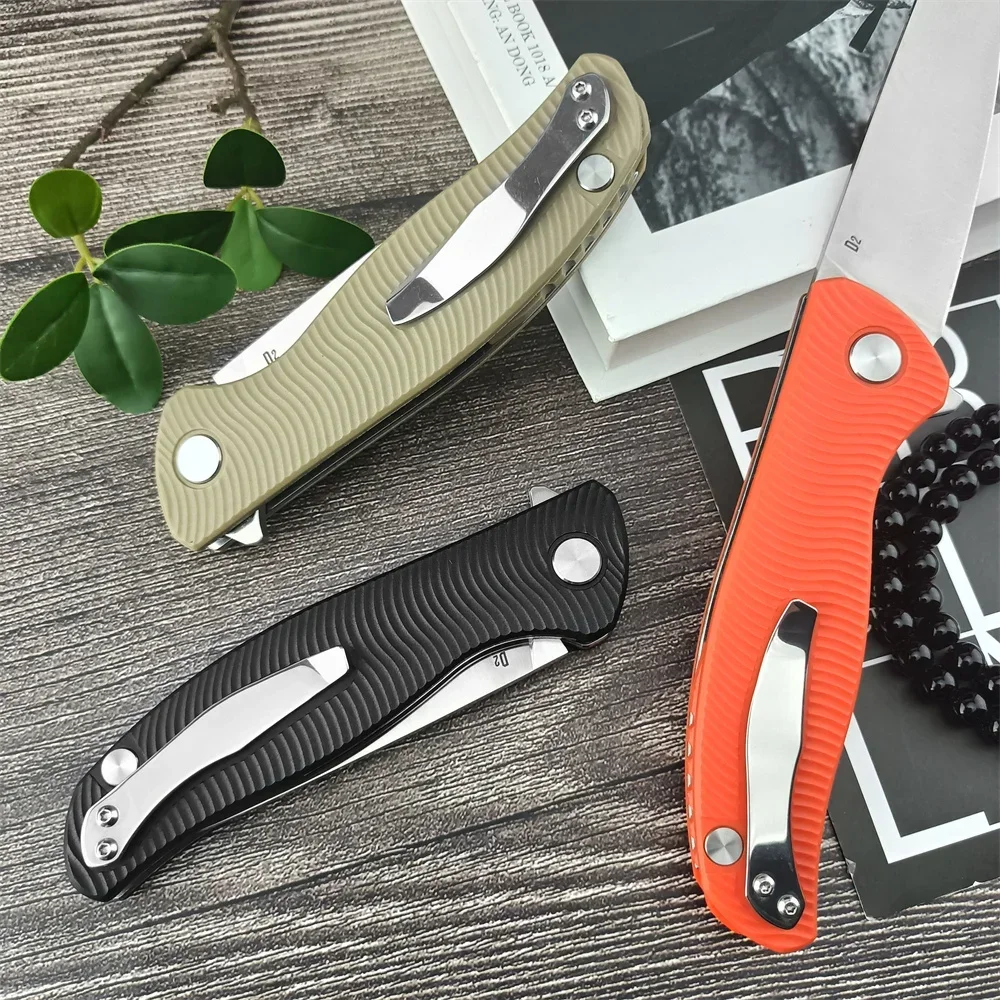 Outdoor Ball Bearing Flipper Folding Pocket Knife D2 Blade Nylon Fiber Handle Survival Tactical Knives Hunting Camping EDC Tool