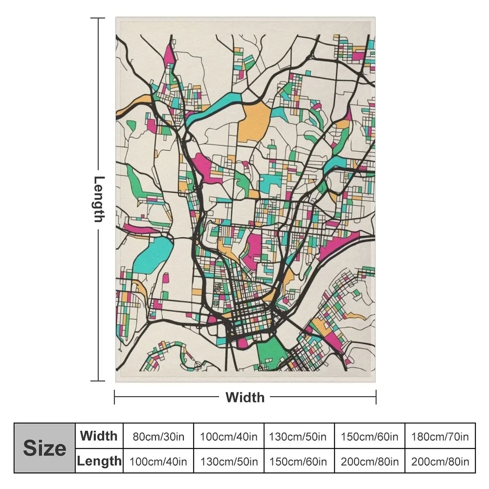 Cincinnati, Ohio Street Map Throw Blanket Bed Comforter Plush Flannels Blankets