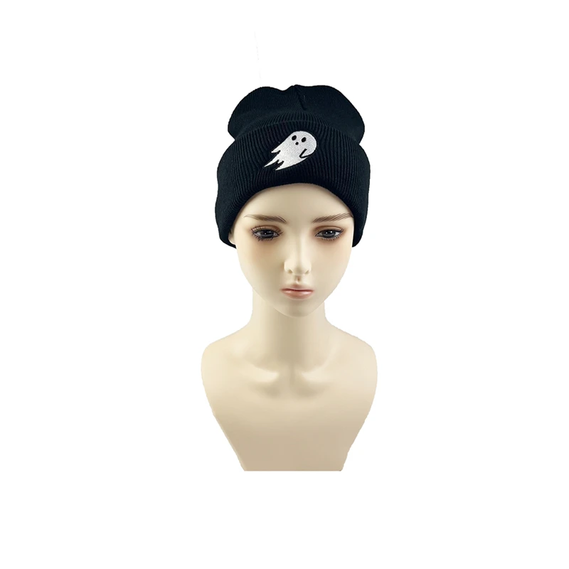 Fashion Autumn Winter Warm Hat Ghost Embroidery Beanies Knitted Hat Couple Ski Hat Hallowmas Funny Hat