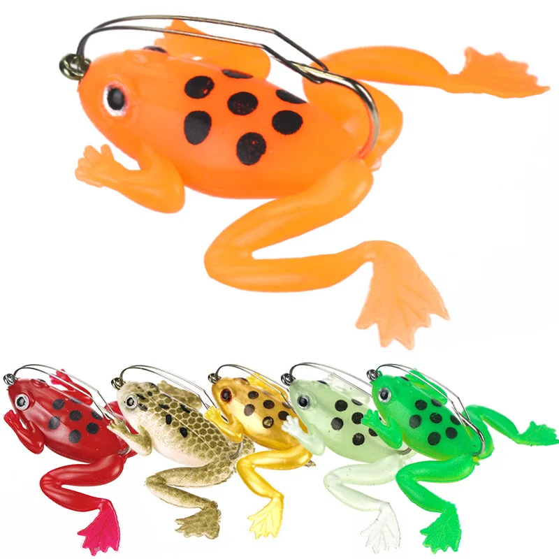 Fishing Frog Lure Windless Free Hanging Spinner Bait Single Hook Soft Bait With Hook 7cm 5g Lot 5 Pieces Sale