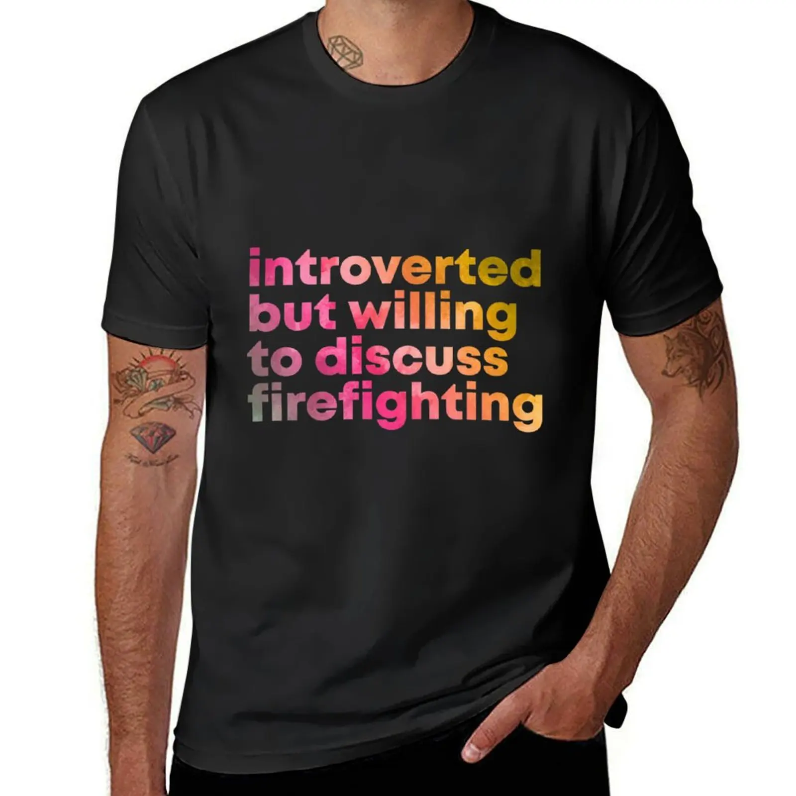 Firefighter Design Introverted but willing to discuss Firefighting in Watercolo| Perfect Gift For you and friends T-Shirt