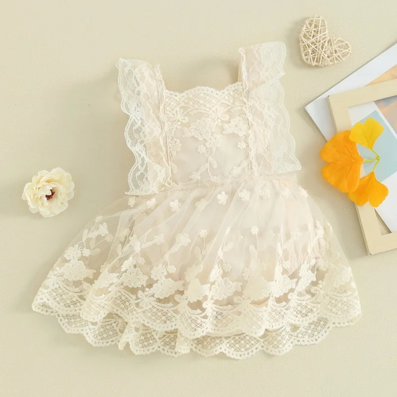 

0-24M Newborn Infant Baby Girl Summer Bodysuit Off Shoulder Lace Floral Printed Jumpsuit