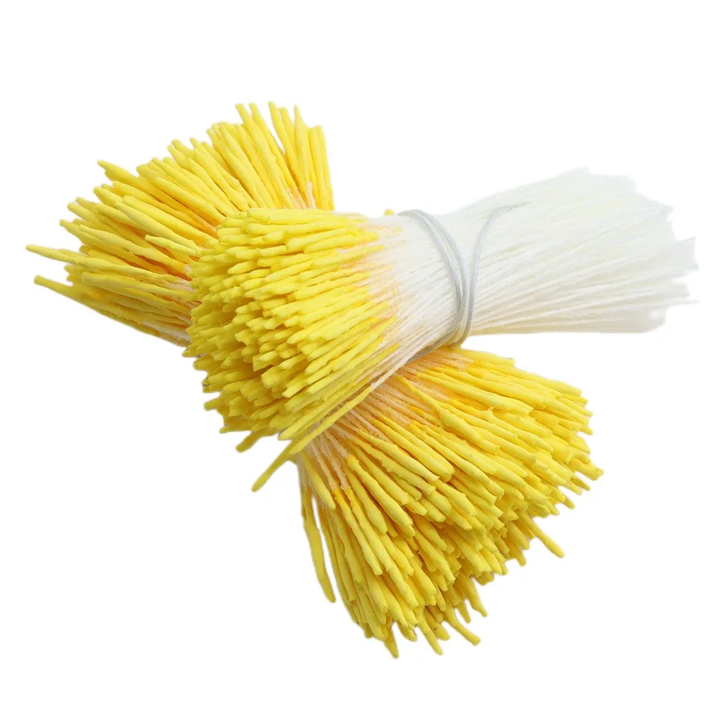 380pcs Yellow Long Stamens Double/Single Heads 1mm Artificial Flower Stamen DIY Cake Decoration