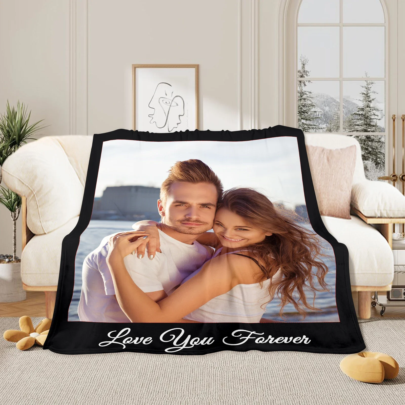 

Custom Blanket with Photo Personalized Photo Blanket for Sofa Office Camping Soft Cozy Warm Skin Friendly Creative & Innovative