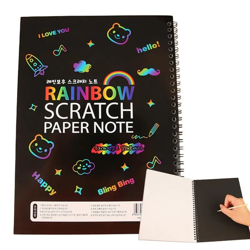 

Rainbow Scratch Paper Kit 10 Sheets Handmade Scratch Paper Set Odorless Black Scratch Paper Art Color Drawing Notebook Craft