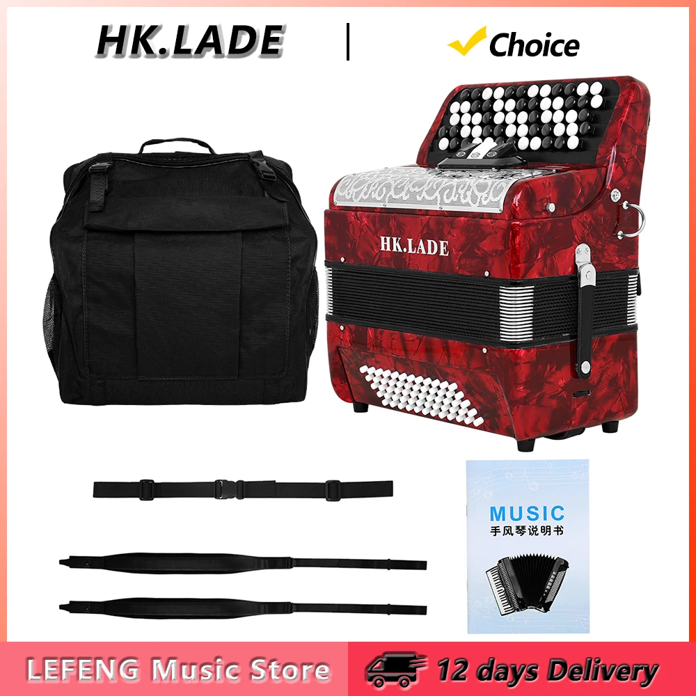 HK.LADE AH-170 Accordion 62 Keys 60 Bass Bayan Accordion with Bag Strap Professional Keyboard Instrument for Grading Performance
