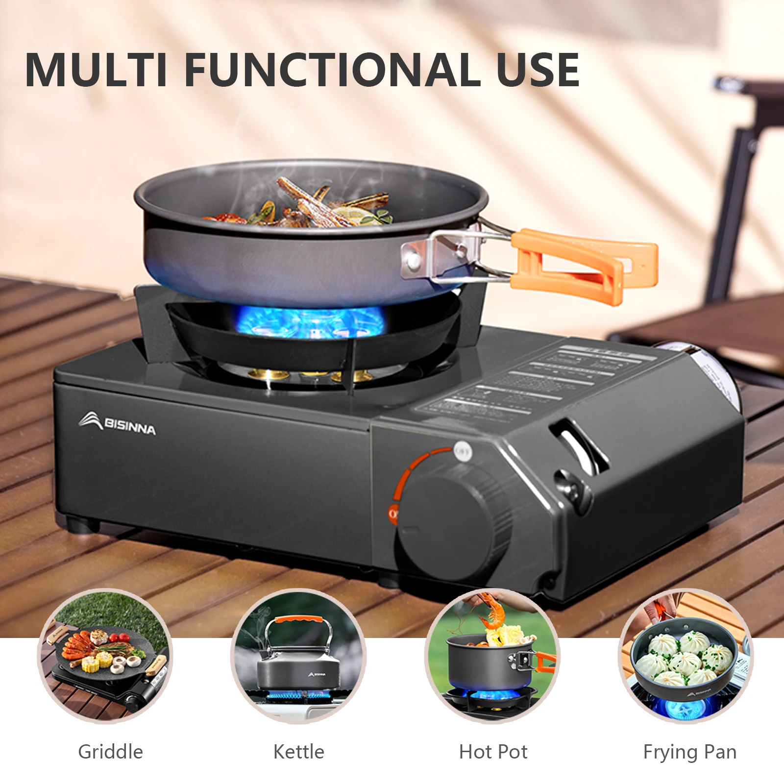 BISINNA Camping Gas Stove 5000W High Firepower Portable Cassette Furnace Outdoor Gas Burner for Trips Barbecue Picnic