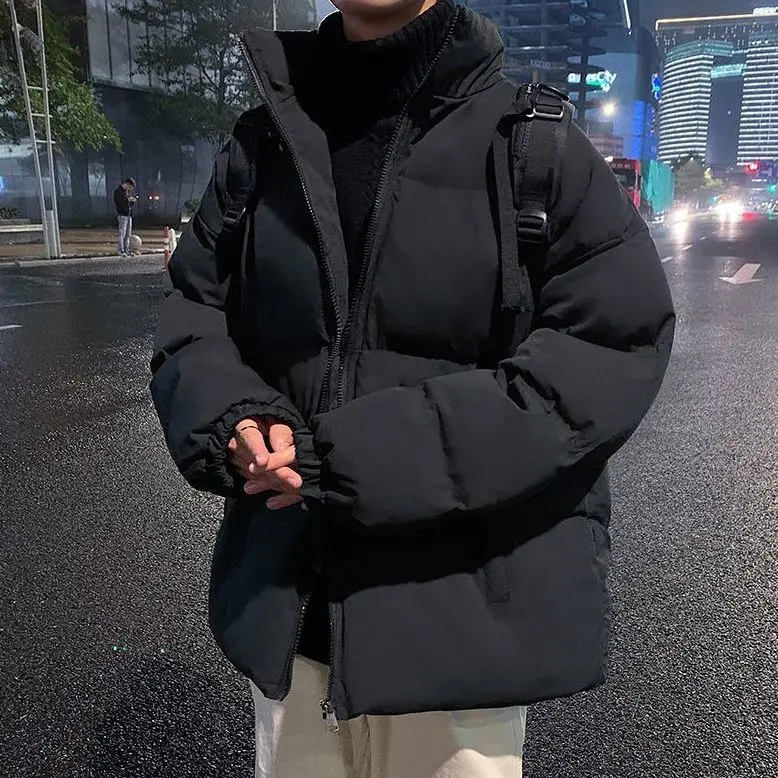 Cotton padded men's 2026 winter thick cotton padded jacket trend loose collar thick warm bread