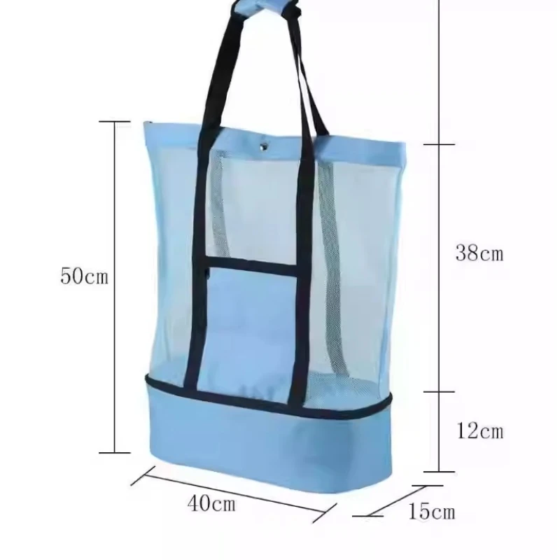 Double-layer Heat Preservation Picnic Beach Bag Women Mesh Transparent Swim Storage High Capacity Shopping Waterproof Bags Tote