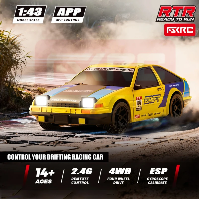 

Sell Well 1/43 Hb-Rp43 Rc Drift Car White Body Shell Extra Tires 2.4g 4wd Esp Gyro Stabilization Full Proportional Control Car