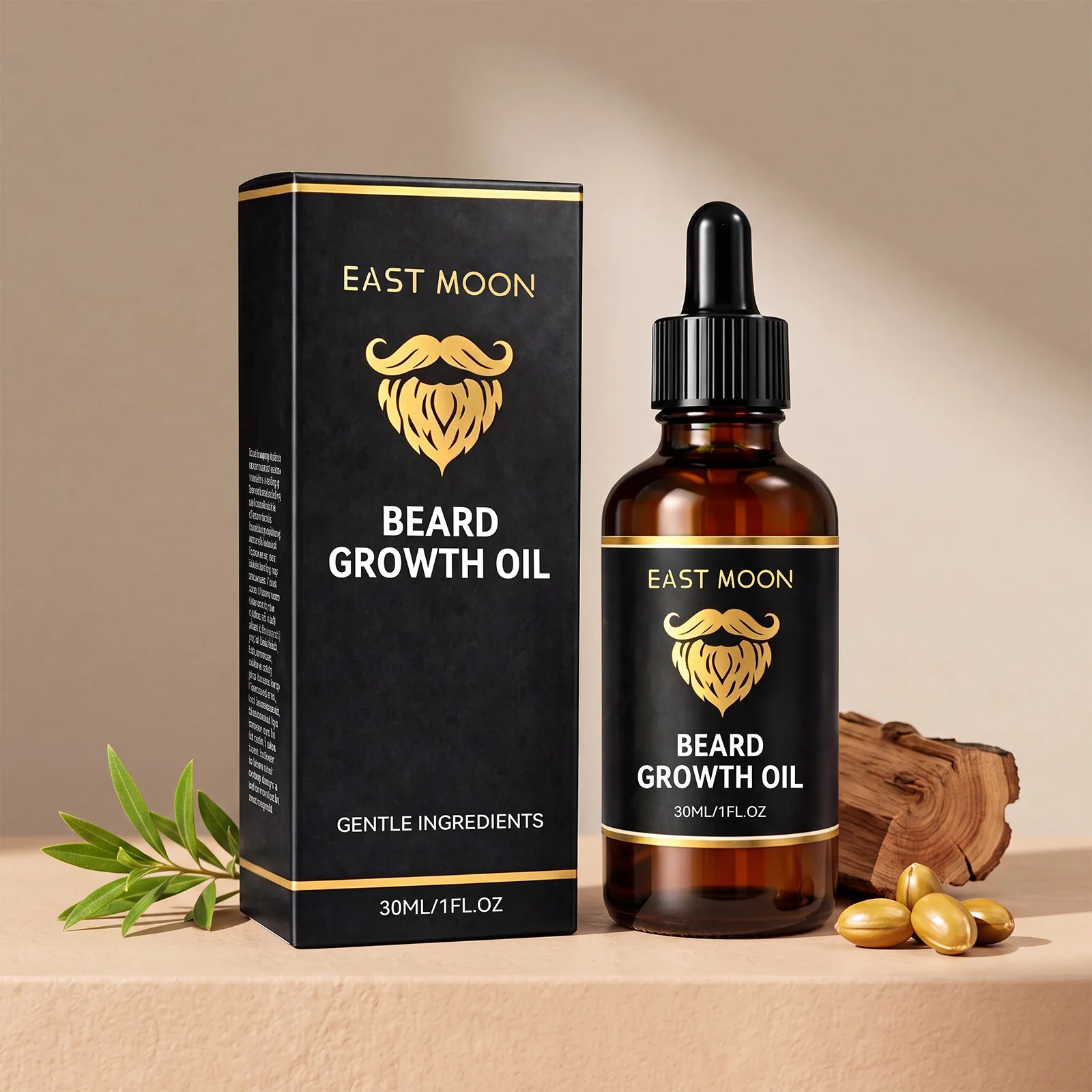 100% Natural Sandalwood Scent 30ml Beard Oil and 30g Balm Soften Strengthen Moisturize Men Beard Grooming Care Product