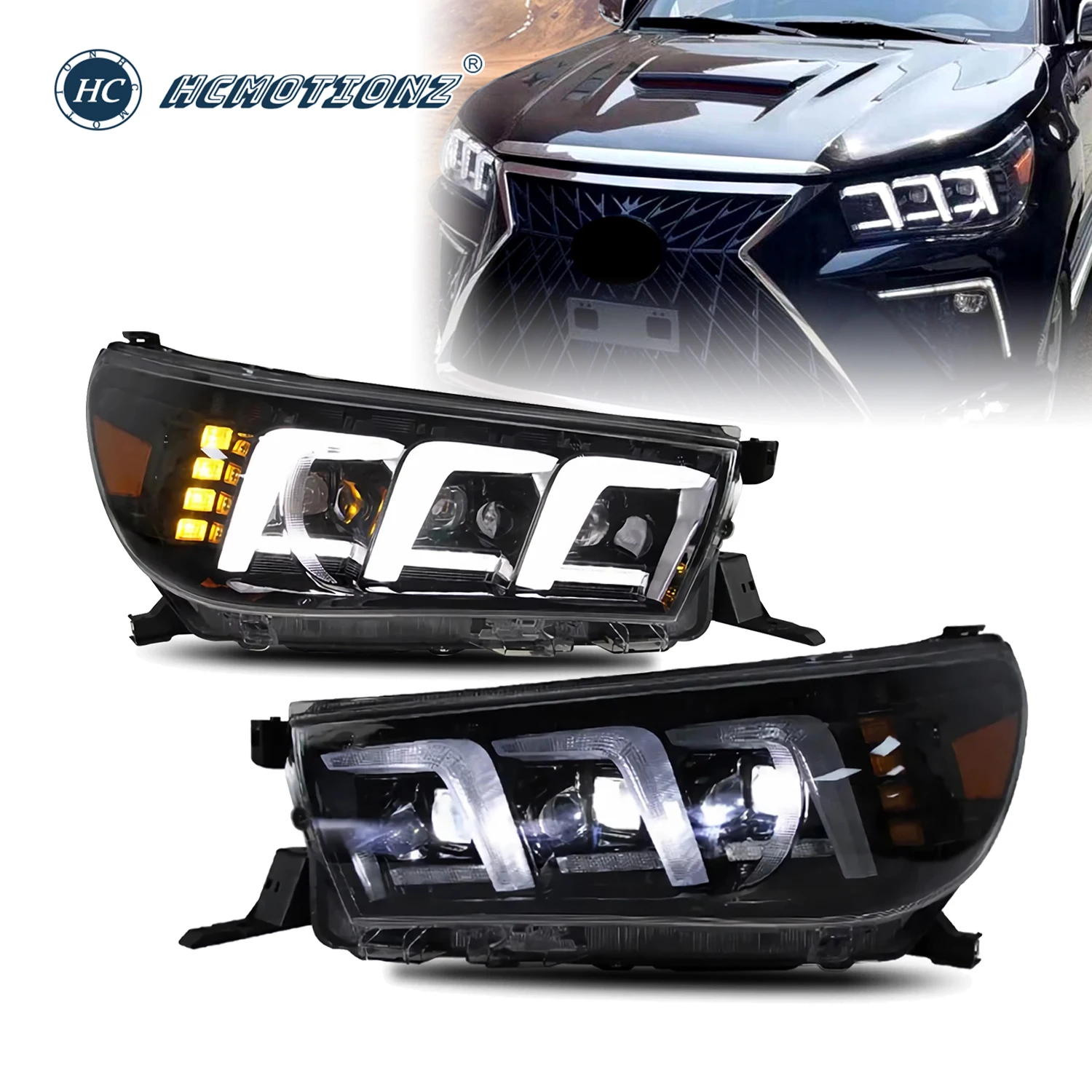 

HCMOTIONZ Headlights for TOYOTA HILUX 2015-2019 DYNAMIC Turn Signal REVO VIGO Car LED Front Lamps Assembly Accessories