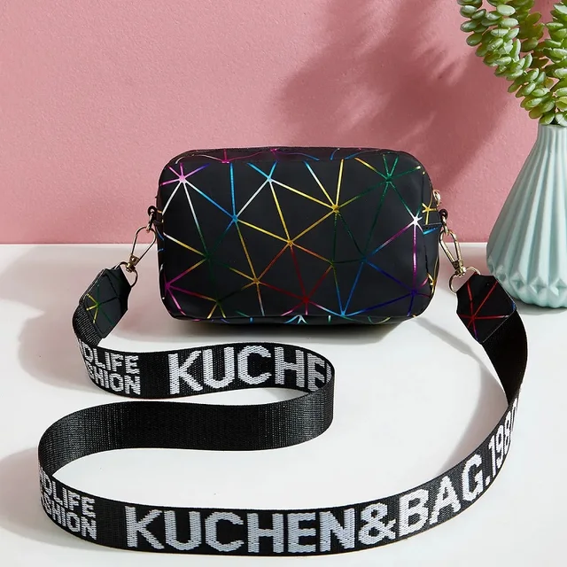 Yogodlns Fashion Laserowa torba na ramię Kobieca mała kwadratowa torba PU Skórzana torba na ramię Trendy Nowa torba na ramię Bolsa