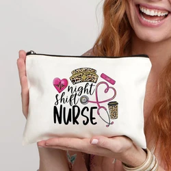 Makeup Bags Nurse Printed Cosmetic Organizer for Women Washable Canvas Travel Toiletry Pouch Storage Office Supplies Pencil Case