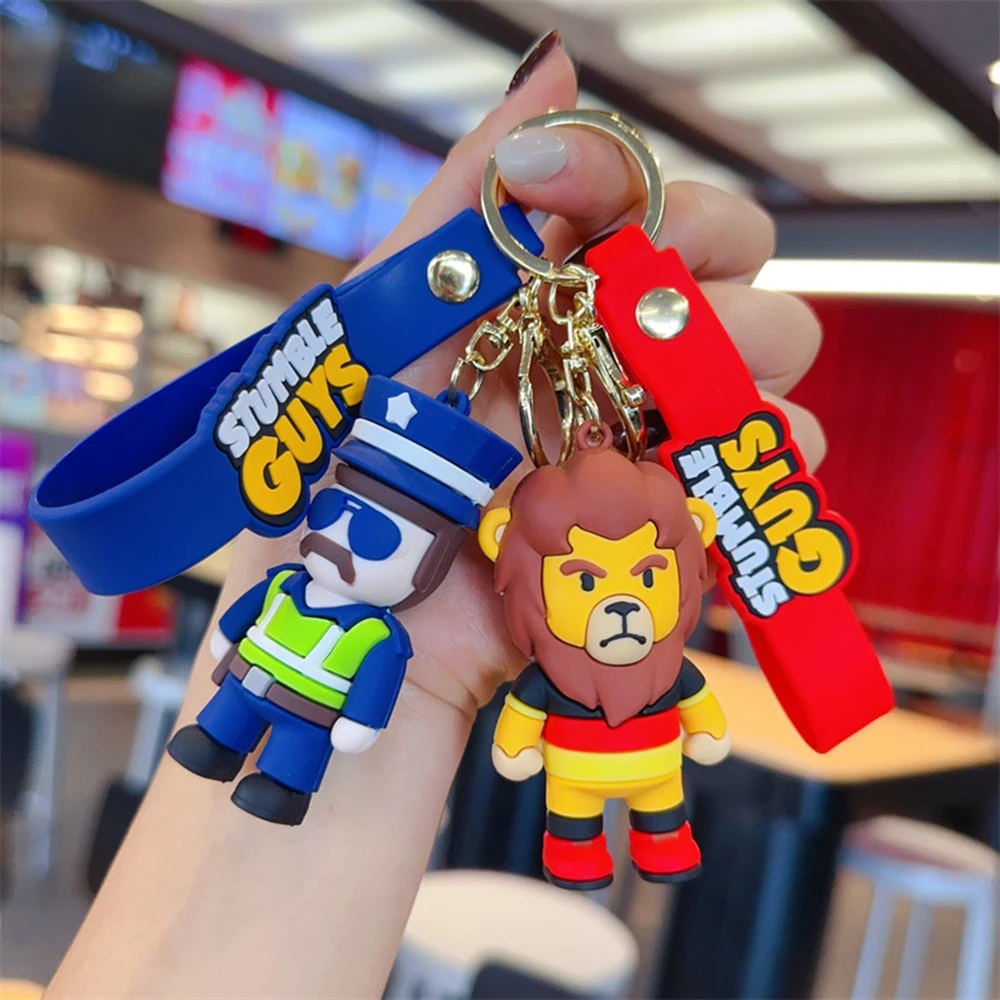 Anime Game StumbleGuys Keychain Model Stumble Guys Cosplay Action Toy Key Chain figures Accessories Doll Gift