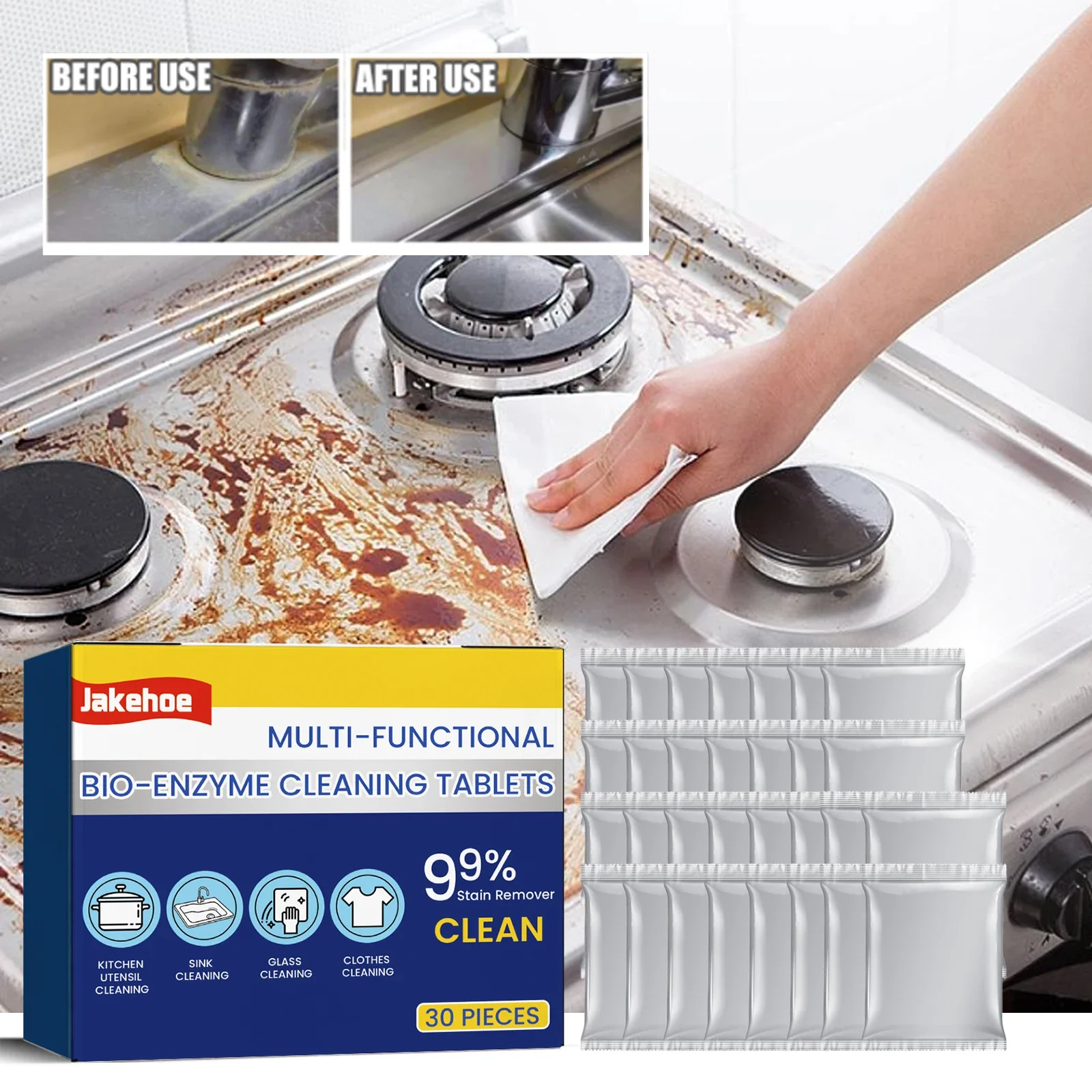 Jakehoe Multipurpose Cleaner Multi Stain Remover Rust Cleaner for Stainless Steel Bathroom Kitchen Household Cleaning Solution